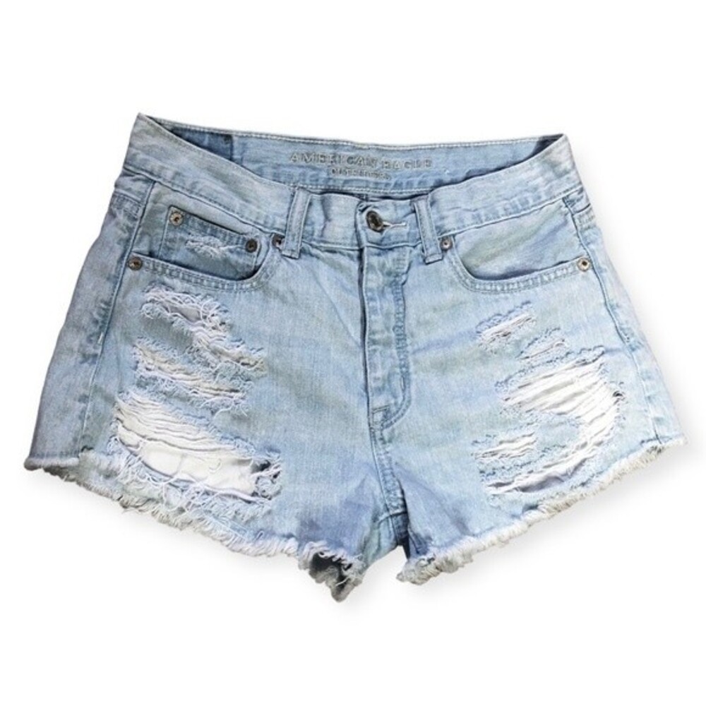 American Eagle High Rise Festival Distressed Denim Shorts